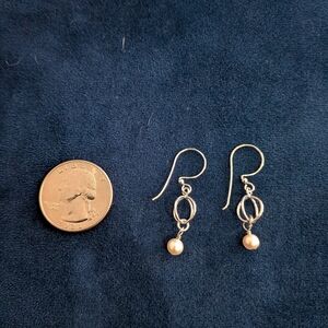 Dainty Silver Pearl Drop Earrings